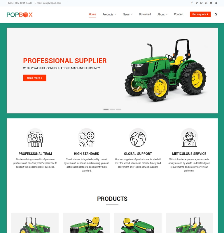 简洁实用欧美外贸主题模板