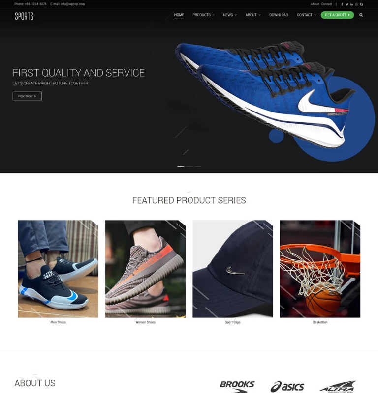 体育用品B2B外贸优化推广模板